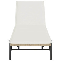 Produktbild för Solsäng med dyna beige konstrotting