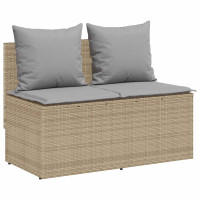 Produktbild för Matgrupp för trädgården 3 delar med dynor beige konstrotting