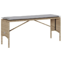 Produktbild för Matgrupp för trädgården 3 delar med dynor beige konstrotting
