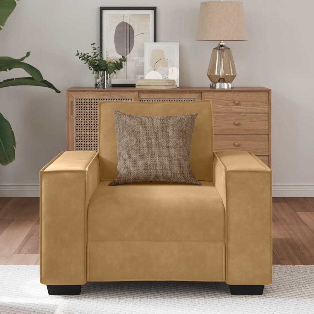 Produktbild för Soffstol brun 100x78x84 cm sammet