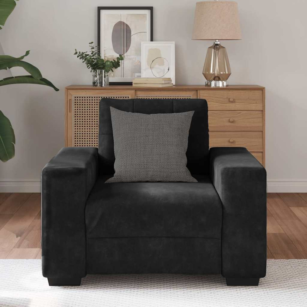 Produktbild för Soffstol svart 100x78x80 cm sammet