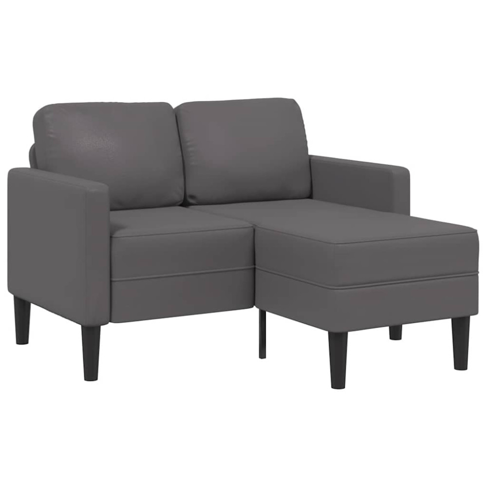 Produktbild för 2-sitssoffa med schäslong L-formad grå 125 cm konstläder