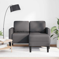 Produktbild för 2-sitssoffa med schäslong L-formad grå 125 cm konstläder