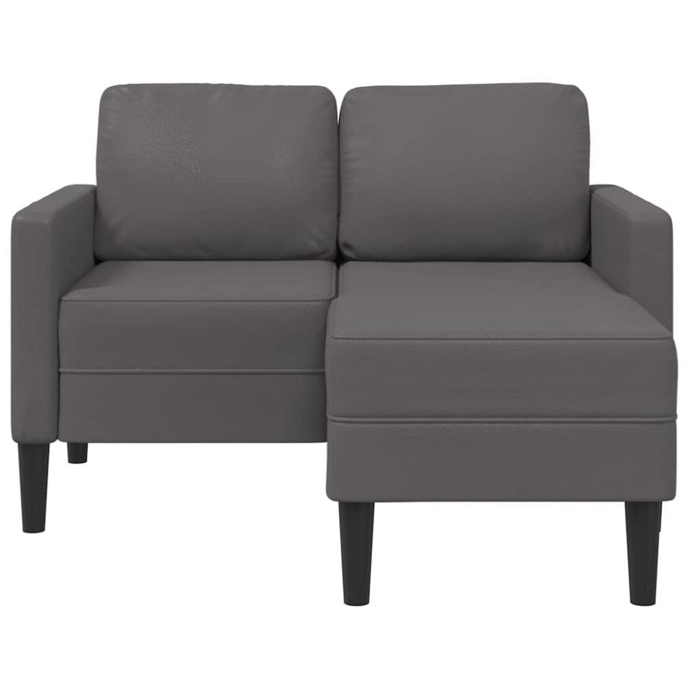 Produktbild för 2-sitssoffa med schäslong L-formad grå 125 cm konstläder
