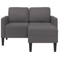 Produktbild för 2-sitssoffa med schäslong L-formad grå 125 cm konstläder