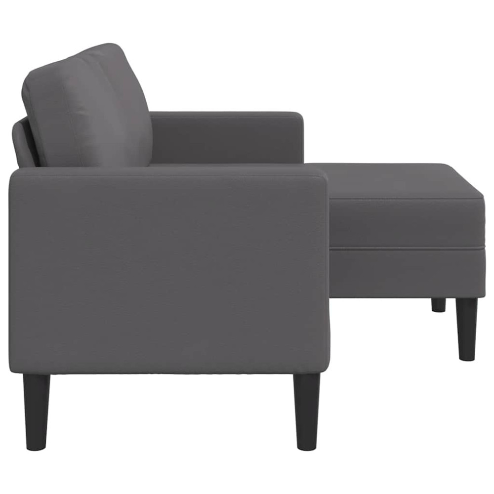 Produktbild för 2-sitssoffa med schäslong L-formad grå 125 cm konstläder