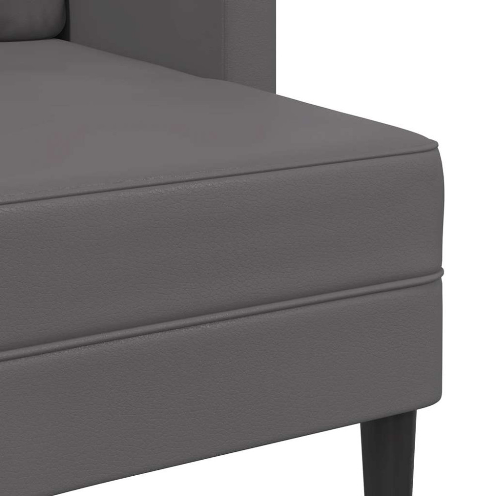 Produktbild för 2-sitssoffa med schäslong L-formad grå 125 cm konstläder
