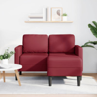 Produktbild för 2-sitssoffa med schäslong L-formad vinröd 125 cm konstläder