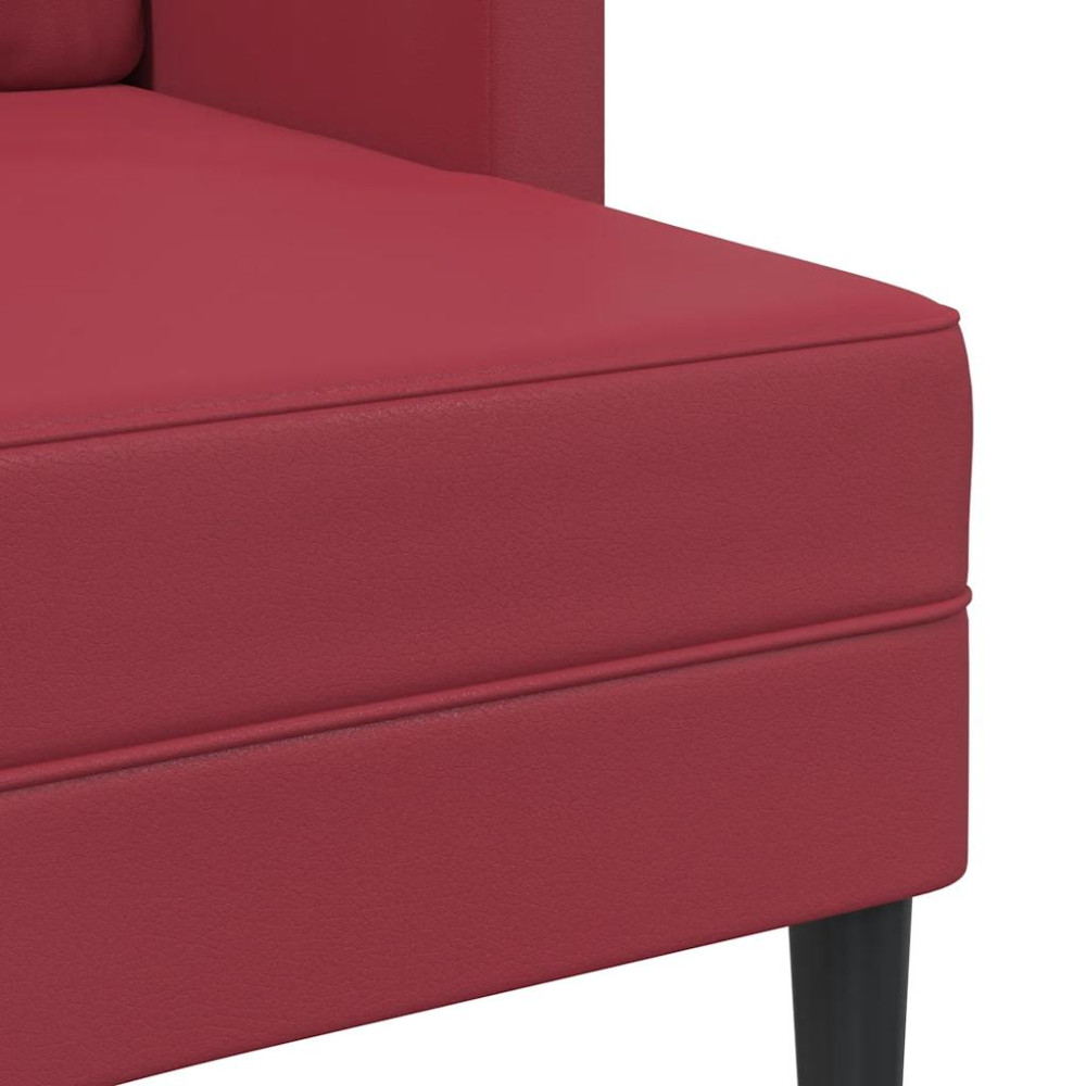 Produktbild för 2-sitssoffa med schäslong L-formad vinröd 125 cm konstläder