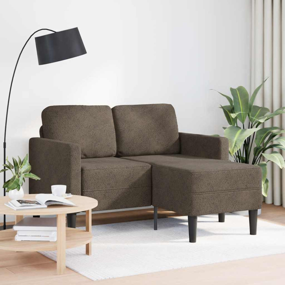 Produktbild för 2-sitssoffa med schäslong L-formad mörkgrå 125 cm konstläder