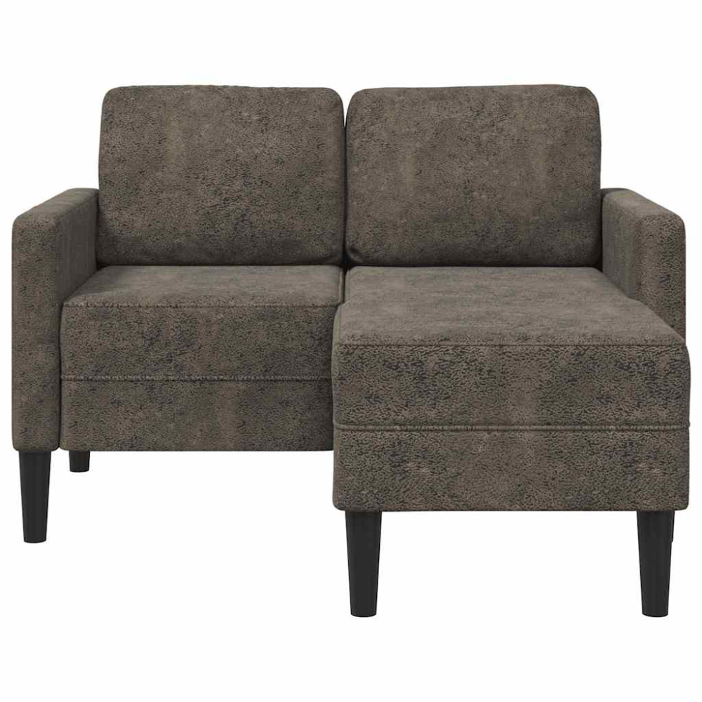Produktbild för 2-sitssoffa med schäslong L-formad mörkgrå 125 cm konstläder