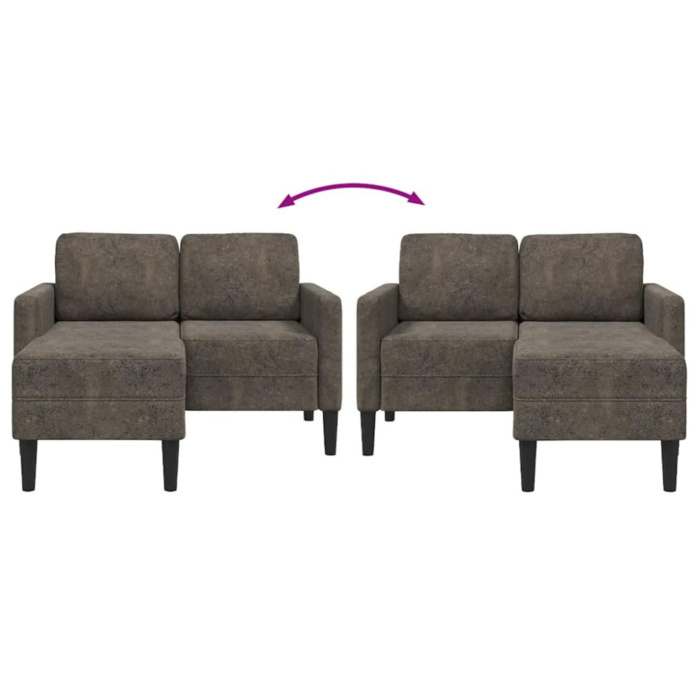Produktbild för 2-sitssoffa med schäslong L-formad mörkgrå 125 cm konstläder