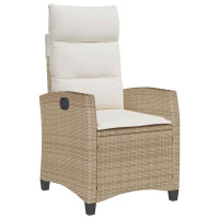 Produktbild för Fällbar trädgårdsstol med sidobord beige konstrotting
