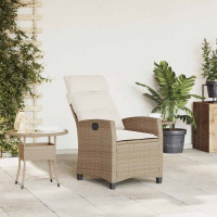Produktbild för Fällbar trädgårdsstol med sidobord beige konstrotting