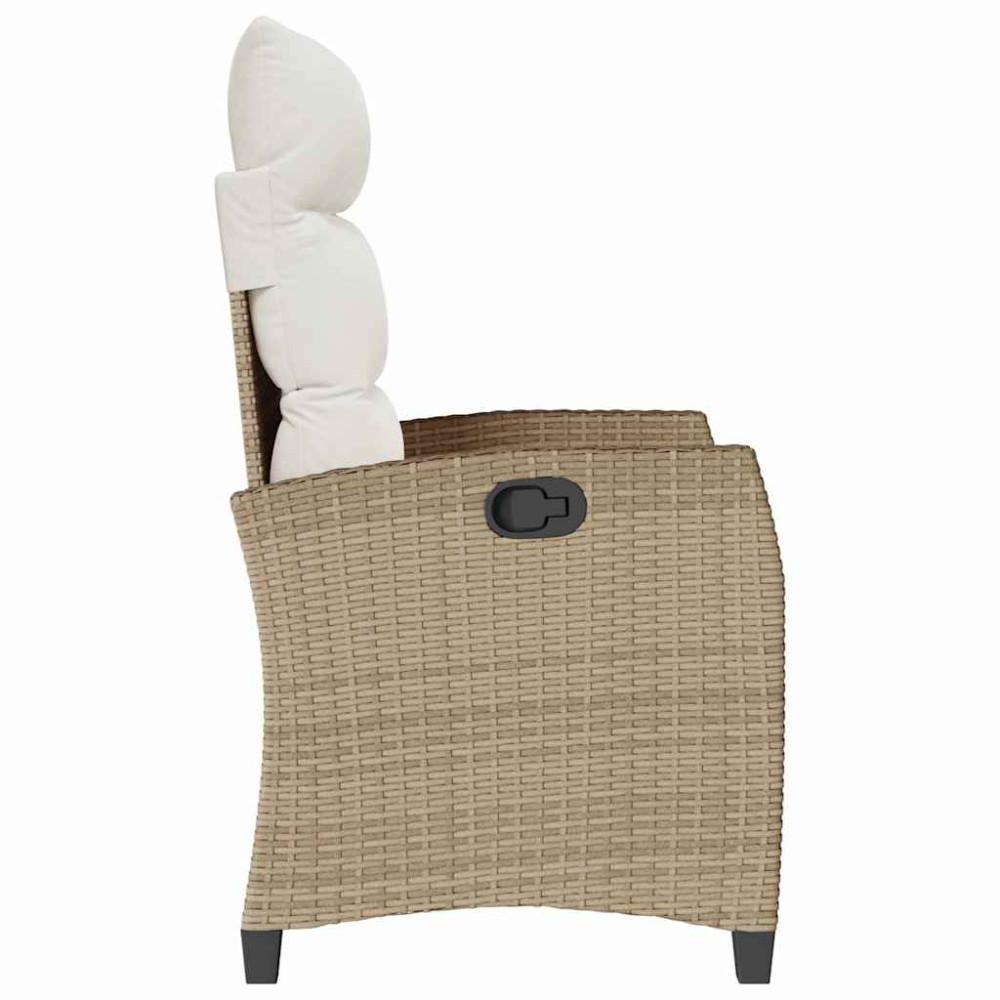Produktbild för Fällbar trädgårdsstol med sidobord beige konstrotting