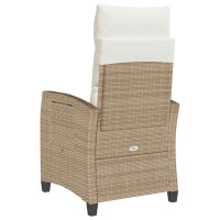 Produktbild för Fällbar trädgårdsstol med sidobord beige konstrotting