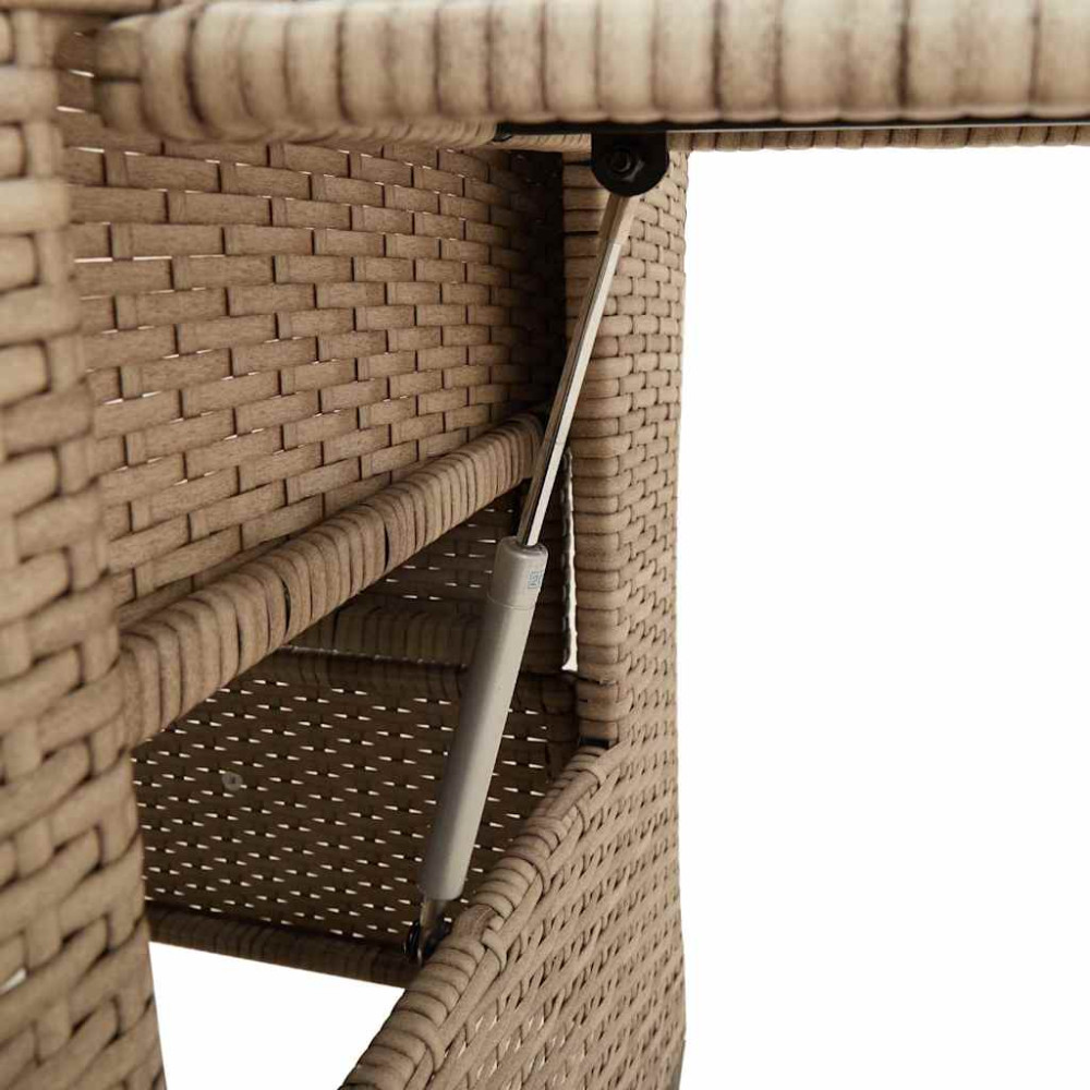 Produktbild för Fällbar trädgårdsstol med sidobord beige konstrotting