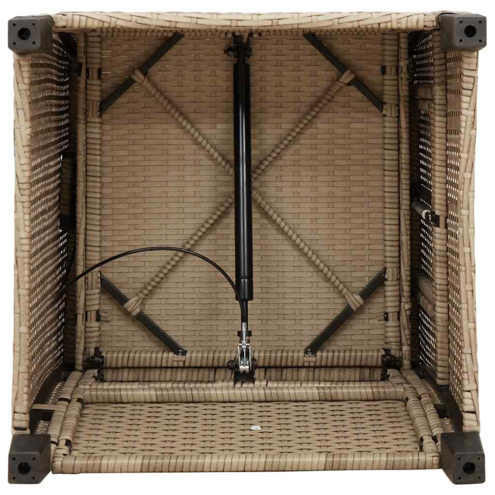 Produktbild för Fällbar trädgårdsstol med sidobord beige konstrotting