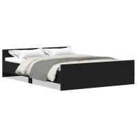 Produktbild för Sängram utan madrass svart ek 120x190 cm konstruerad trä