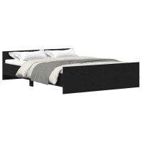 Produktbild för Sängram utan madrass svart ek 120x190 cm konstruerad trä