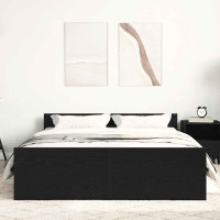 Produktbild för Sängram utan madrass svart ek 120x190 cm konstruerad trä