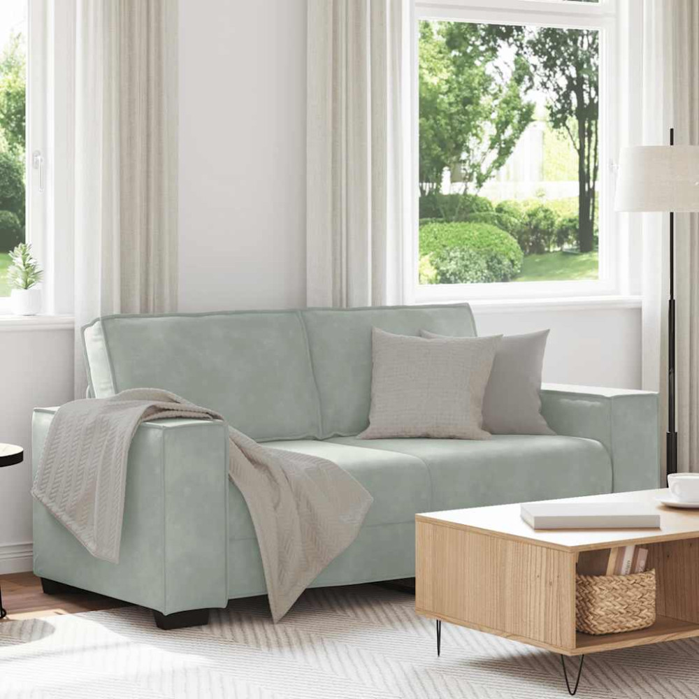 Produktbild för 2-sitssoffa ljusgrå 180x78x84 cm sammet