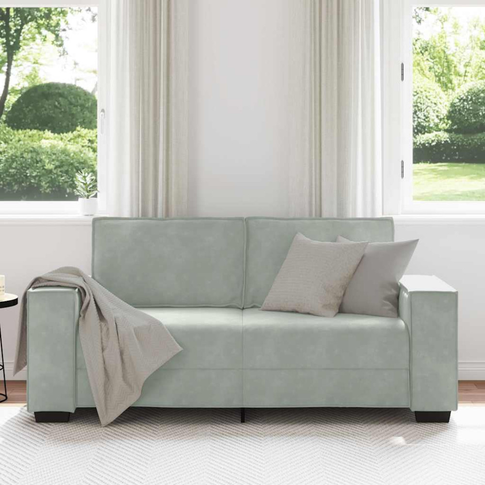 Produktbild för 2-sitssoffa ljusgrå 180x78x84 cm sammet