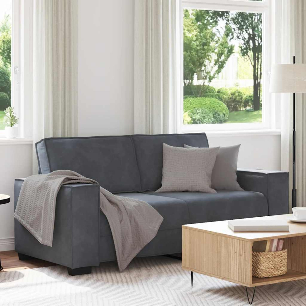 Produktbild för Soffa 2-sits mörkgrå 180x78x84 cm sammet