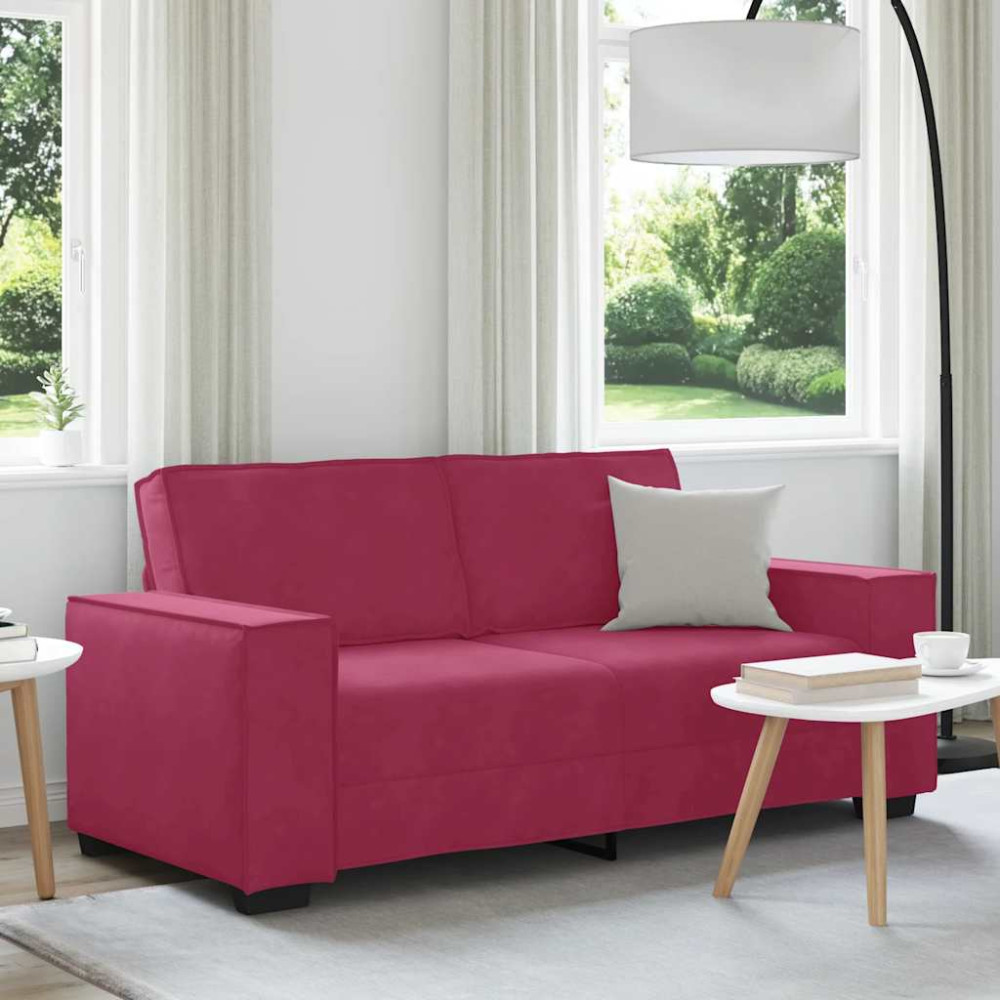 Produktbild för 2-sitssoffa vinröd 180x78x84 cm sammet