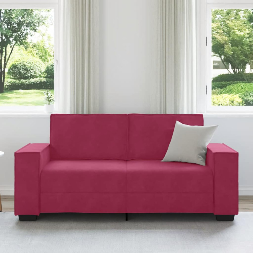 Produktbild för 2-sitssoffa vinröd 180x78x84 cm sammet
