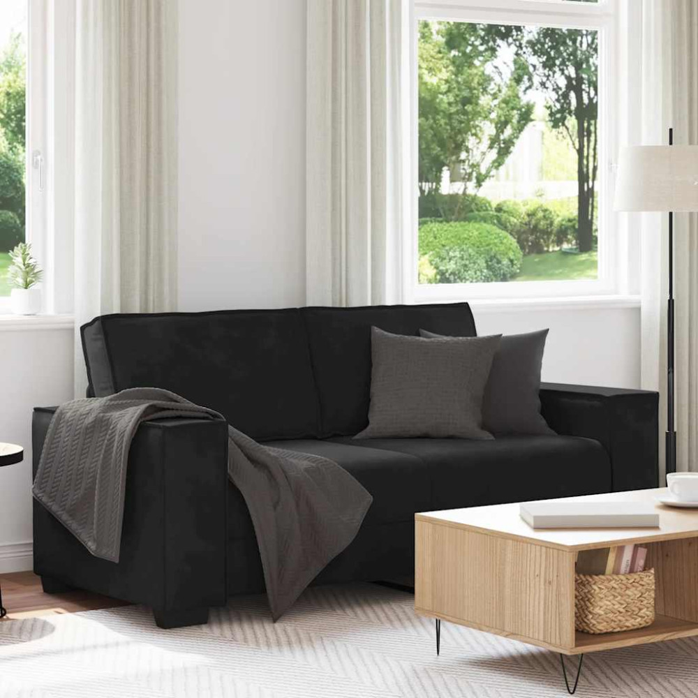 Produktbild för Soffa 2-sits svart 180x78x84 cm sammet