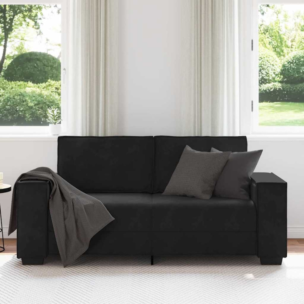Produktbild för Soffa 2-sits svart 180x78x84 cm sammet