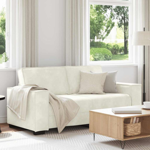 vidaXL Soffa 2-sits gräddvit 180x78x84 cm sammet