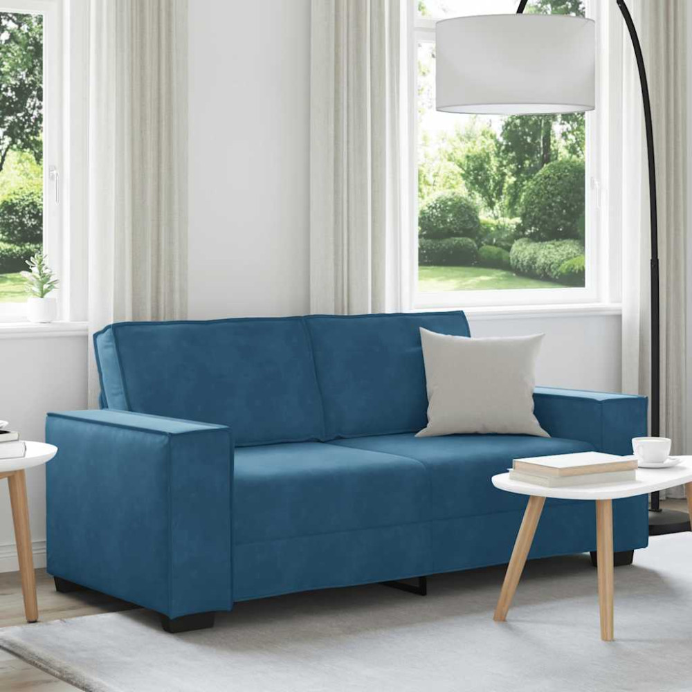 Produktbild för 2-sitssoffa blå 180x78x84 cm sammet