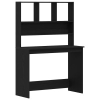 Produktbild för Skrivbord med hyllor svart ek 102x45x148 cm konstruerat trä