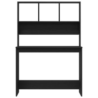 Produktbild för Skrivbord med hyllor svart ek 102x45x148 cm konstruerat trä