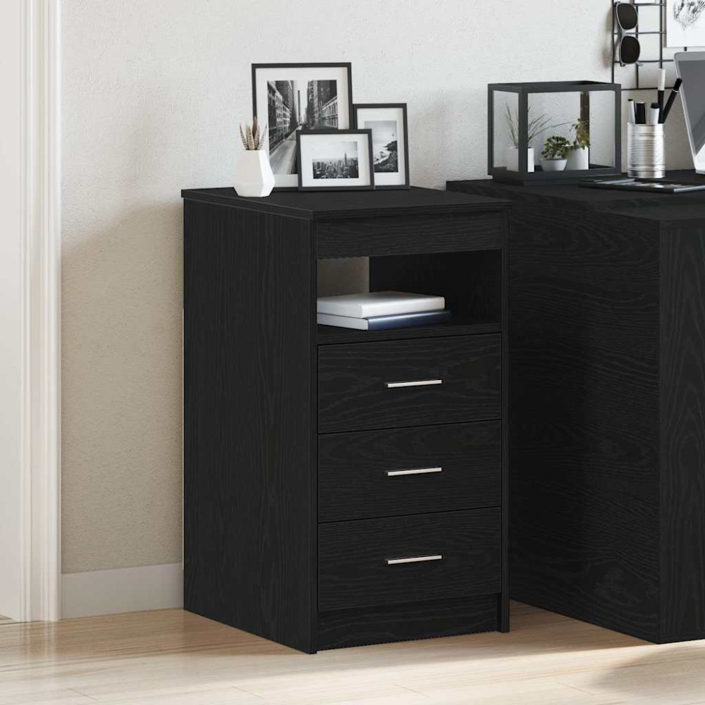 Produktbild för Byrå svart ek 40x50x76 cm konstruerat trä