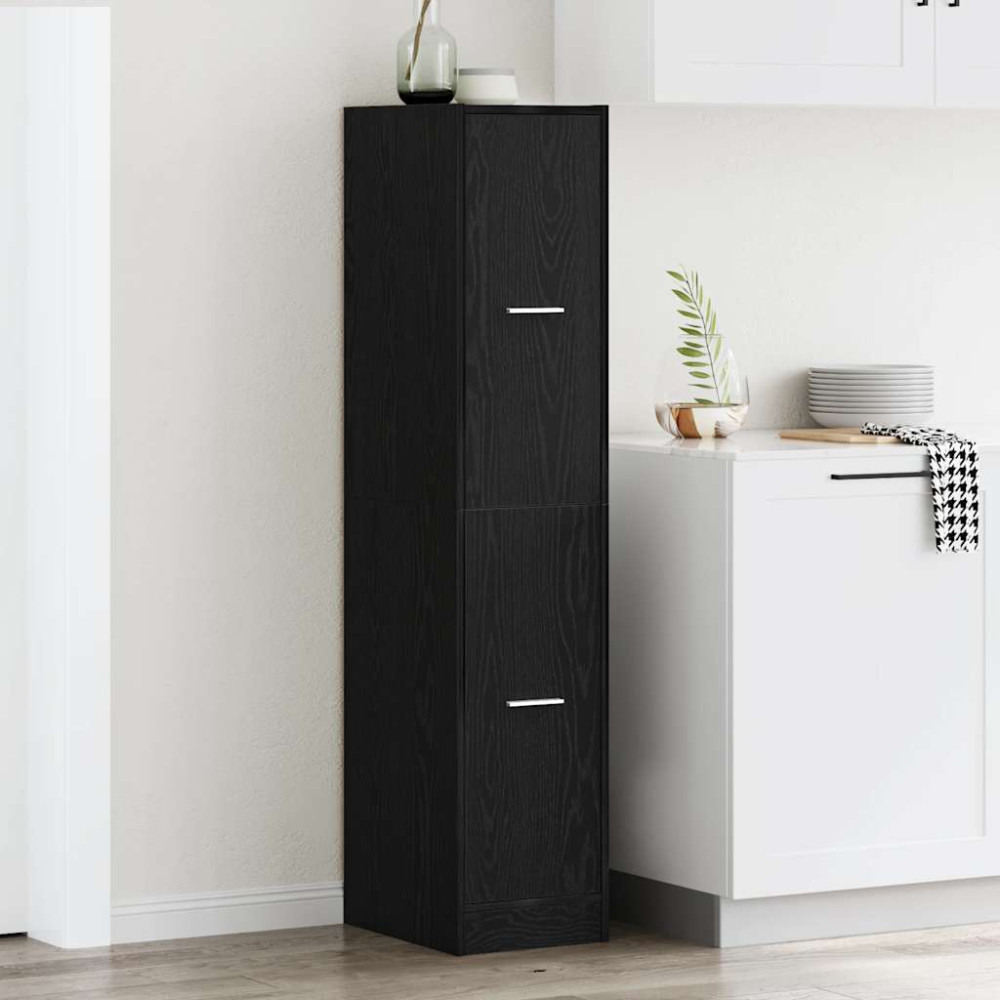 Produktbild för Apoteksskåp svart ek 30x41x144,5 cm konstruerat trä