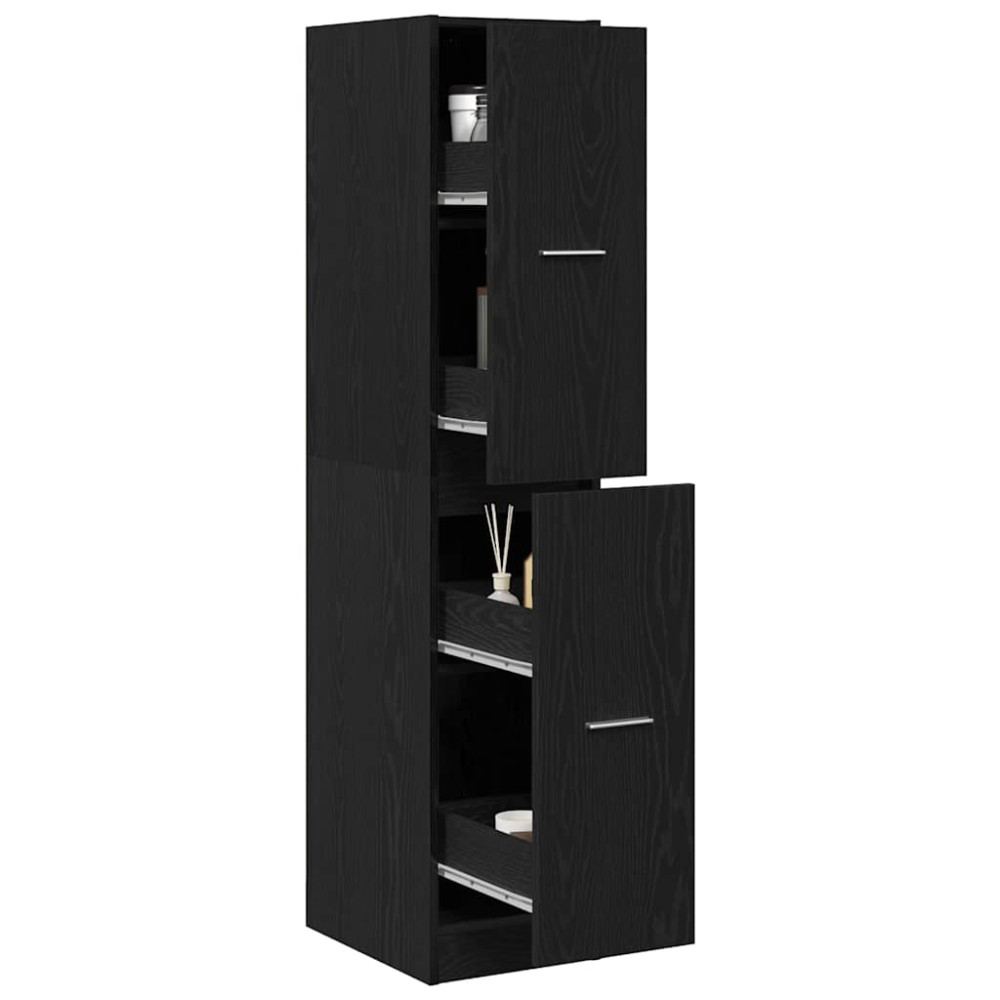 Produktbild för Apoteksskåp svart ek 30x41x144,5 cm konstruerat trä