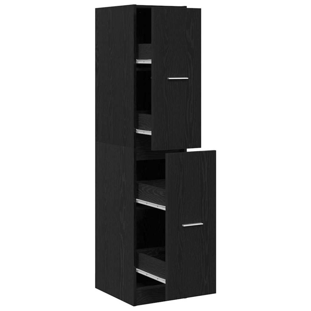 Produktbild för Apoteksskåp svart ek 30x41x144,5 cm konstruerat trä