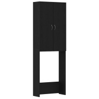 Produktbild för Tvättmaskinsskåp svart ek 64x25,5x190 cm