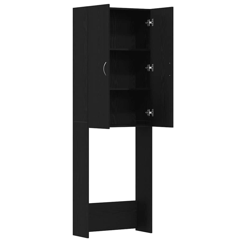 Produktbild för Tvättmaskinsskåp svart ek 64x25,5x190 cm