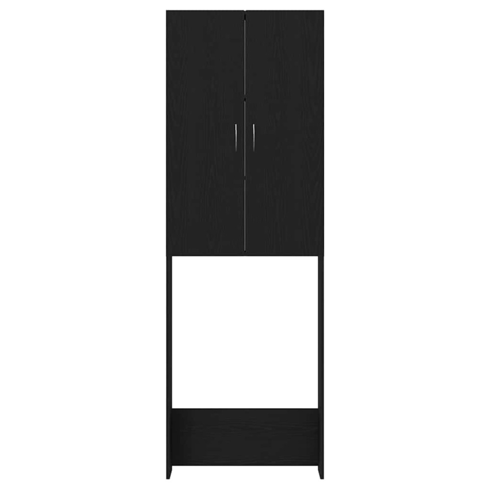Produktbild för Tvättmaskinsskåp svart ek 64x25,5x190 cm