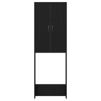 Produktbild för Tvättmaskinsskåp svart ek 64x25,5x190 cm