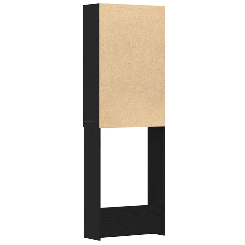 Produktbild för Tvättmaskinsskåp svart ek 64x25,5x190 cm