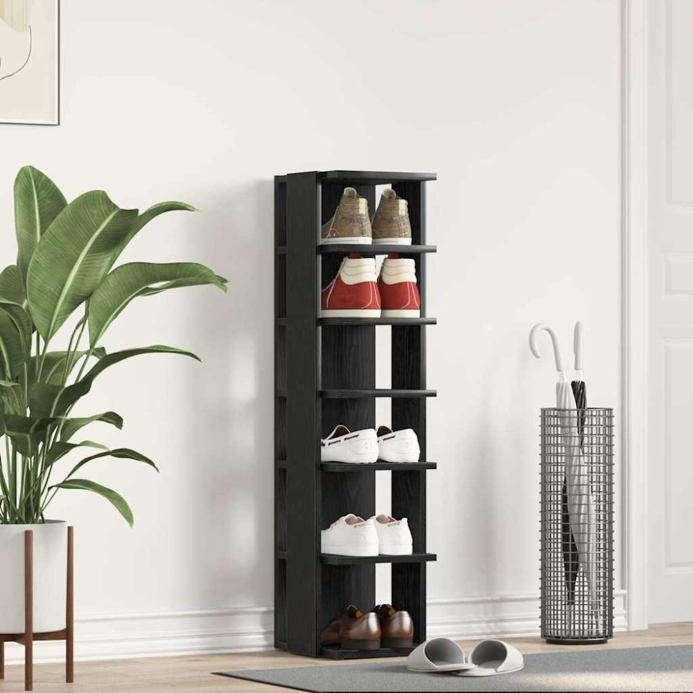 Produktbild för Skoskåp svart ek 25x27x102 cm konstruerat trä
