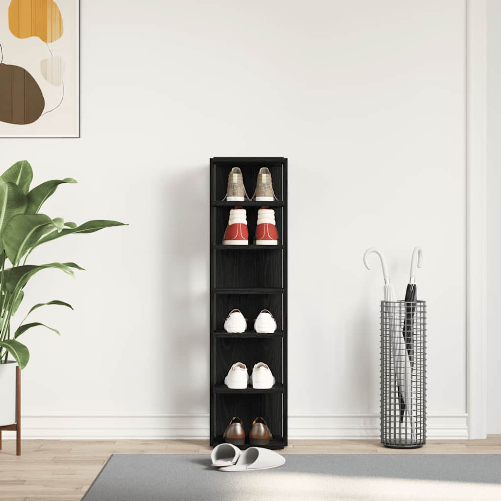 Produktbild för Skoskåp svart ek 25x27x102 cm konstruerat trä