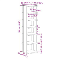 Produktbild för Skohyllor 2 st svart ek 25x27x102 cm konstruerat trä