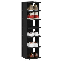Produktbild för Skohyllor 2 st svart ek 25x27x102 cm konstruerat trä