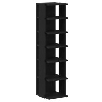 Produktbild för Skohyllor 2 st svart ek 25x27x102 cm konstruerat trä